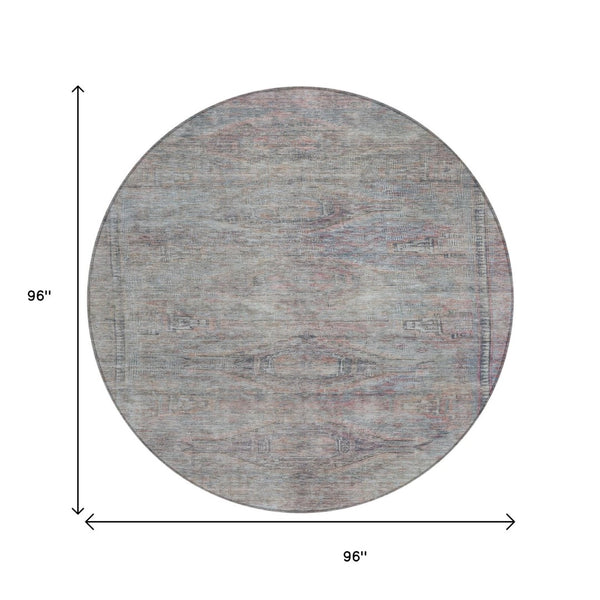 HomeRoots 5' Stylish Pewter and Gray Aztec Area Rug - Durable, Washable, Perfect for Indoor and Outdoor Use 8' Round 615556