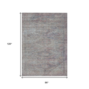 HomeRoots 5' Stylish Pewter and Gray Aztec Area Rug - Durable, Washable, Perfect for Indoor and Outdoor Use 8' X 10' 615557