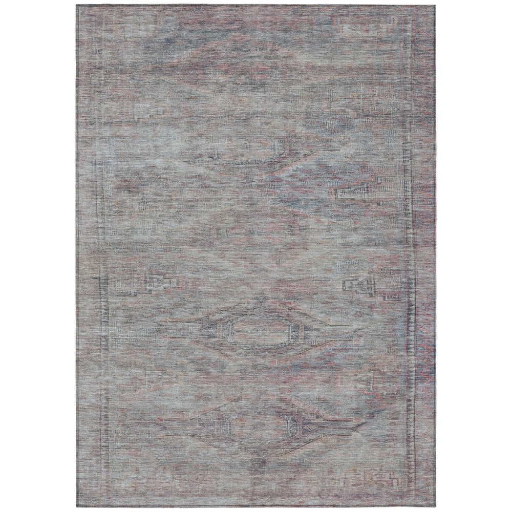 HomeRoots 5' Stylish Pewter and Gray Aztec Area Rug - Durable, Washable, Perfect for Indoor and Outdoor Use 9' X 12' 615558