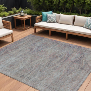 HomeRoots 5' Stylish Pewter and Gray Aztec Area Rug - Durable, Washable, Perfect for Indoor and Outdoor Use 10' X 14' 615559