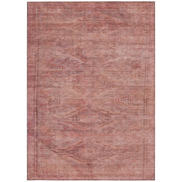 HomeRoots 5' Stylish Terra Cotta and Salmon Aztec Indoor-Outdoor Rug for Comfort, Durability, and Easy Care 5' X 8' 615579