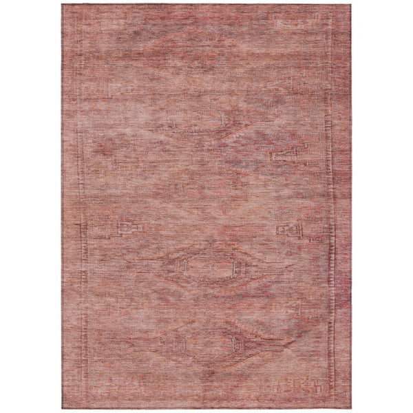 HomeRoots 5' Stylish Terra Cotta and Salmon Aztec Indoor-Outdoor Rug for Comfort, Durability, and Easy Care 5' X 8' 615579