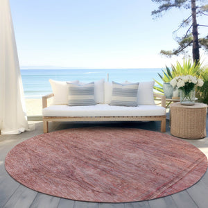 HomeRoots 5' Stylish Terra Cotta and Salmon Aztec Indoor-Outdoor Rug for Comfort, Durability, and Easy Care 8' Round 615580