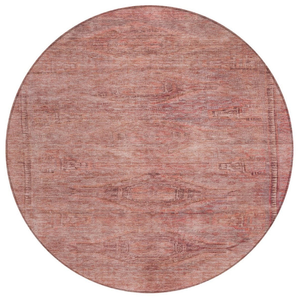 HomeRoots 5' Stylish Terra Cotta and Salmon Aztec Indoor-Outdoor Rug for Comfort, Durability, and Easy Care 8' Round 615580