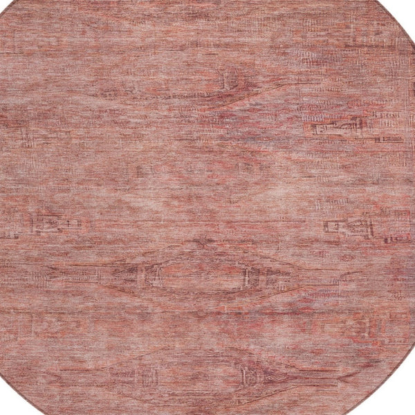 HomeRoots 5' Stylish Terra Cotta and Salmon Aztec Indoor-Outdoor Rug for Comfort, Durability, and Easy Care 8' Round 615580