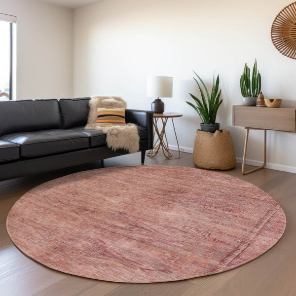HomeRoots 5' Stylish Terra Cotta and Salmon Aztec Indoor-Outdoor Rug for Comfort, Durability, and Easy Care 8' Round 615580