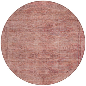 HomeRoots 5' Stylish Terra Cotta and Salmon Aztec Indoor-Outdoor Rug for Comfort, Durability, and Easy Care 8' Round 615580