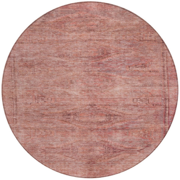 HomeRoots 5' Stylish Terra Cotta and Salmon Aztec Indoor-Outdoor Rug for Comfort, Durability, and Easy Care 8' Round 615580