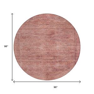 HomeRoots 5' Stylish Terra Cotta and Salmon Aztec Indoor-Outdoor Rug for Comfort, Durability, and Easy Care 8' Round 615580