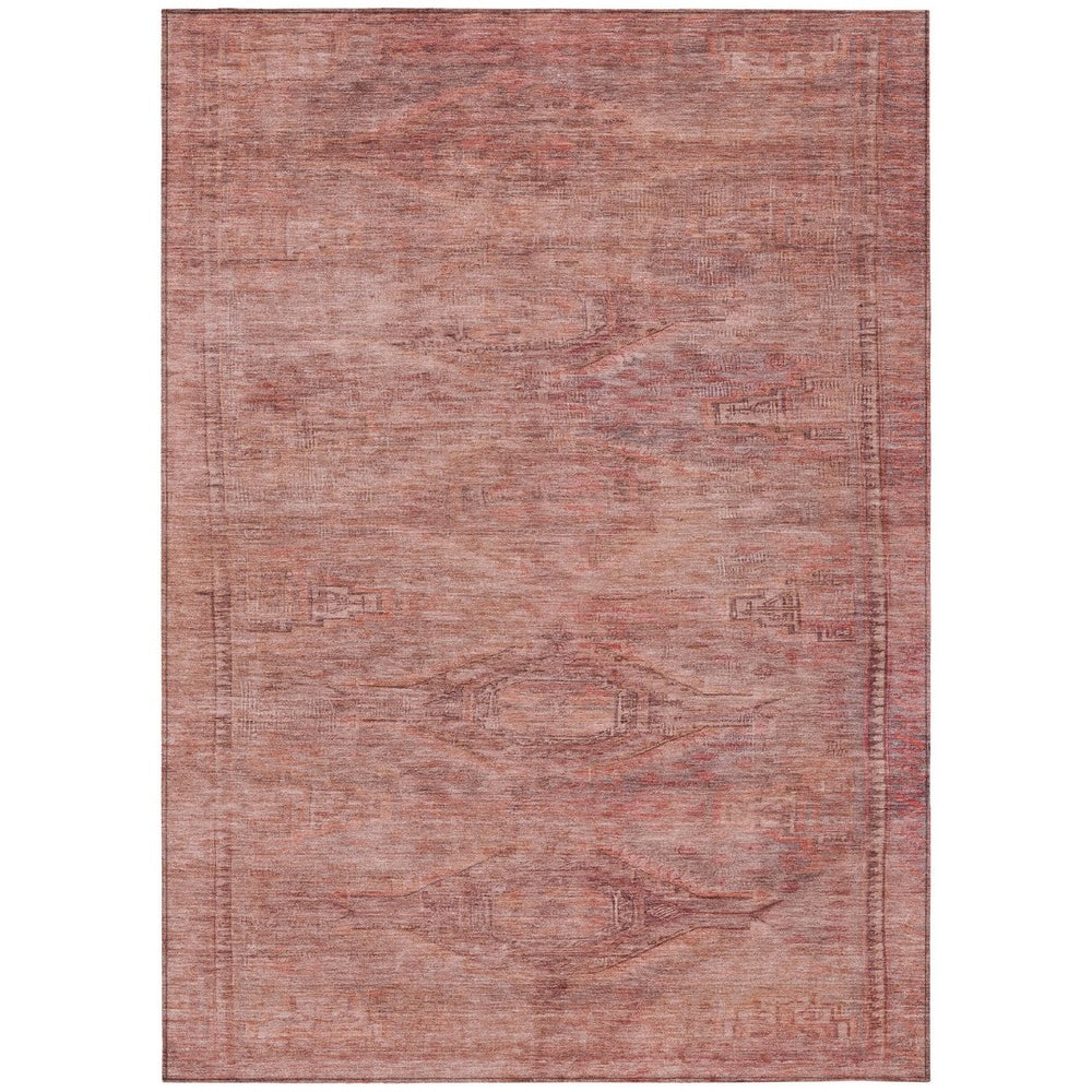 HomeRoots 9' Aztec Area Rug in Terra Cotta & Salmon – Washable Indoor/Outdoor, Stain-Resistant, Versatile Decor 615582