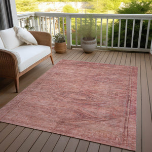 HomeRoots 5' Stylish Terra Cotta and Salmon Aztec Indoor-Outdoor Rug for Comfort, Durability, and Easy Care 10' X 14' 615583