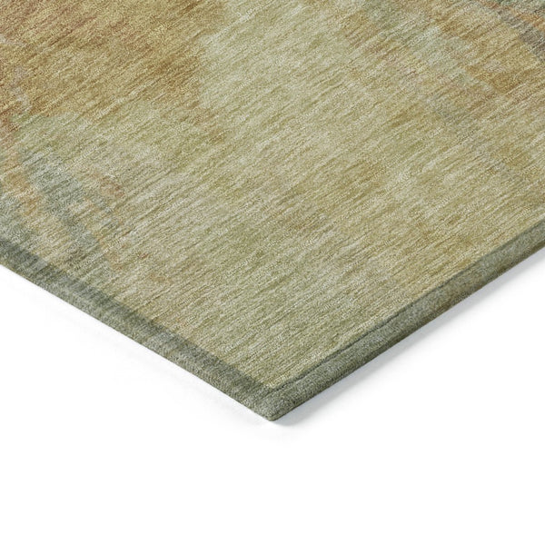 HomeRoots 5' Artichoke Green and Gold Abstract Washable Area Rug for Indoor and Outdoor High-Traffic Use 5' X 8' 615585