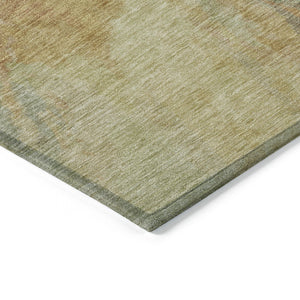 HomeRoots 5' Artichoke Green and Gold Abstract Washable Area Rug for Indoor and Outdoor High-Traffic Use 8' X 10' 615587