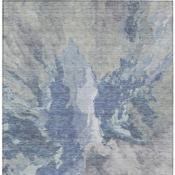 HomeRoots 5' Denim Blue & Linen Abstract Area Rug - Stylish, Durable, Machine Washable for Indoor/Outdoor Use 5' X 8' 615597