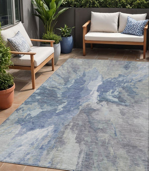 HomeRoots 5' Denim Blue & Linen Abstract Area Rug - Stylish, Durable, Machine Washable for Indoor/Outdoor Use 5' X 8' 615597