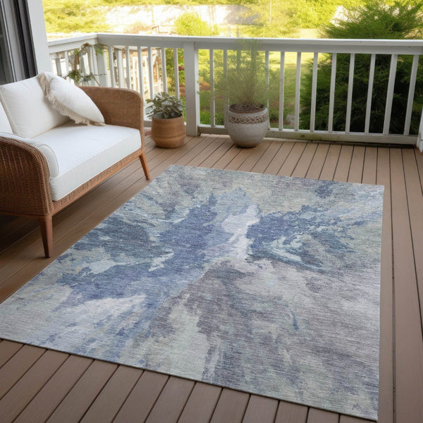 HomeRoots 5' Denim Blue & Linen Abstract Area Rug - Stylish, Durable, Machine Washable for Indoor/Outdoor Use 5' X 8' 615597