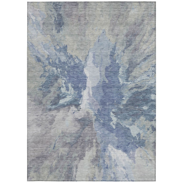 HomeRoots 5' Denim Blue & Linen Abstract Area Rug - Stylish, Durable, Machine Washable for Indoor/Outdoor Use 8' X 10' 615599