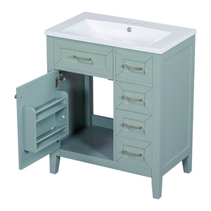 English Elm 30" Green Bathroom Vanity With Sink Combo - Modern Design, Solid Wood, Ample Storage & Easy Install N725S999222F
