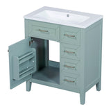 English Elm 30" Bathroom Vanity With Sink Combo, Green Bathroom Cabinet With Drawers, Solid Frame and Mdf Board