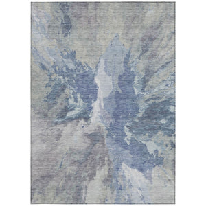 HomeRoots 5' Denim Blue & Linen Abstract Area Rug - Stylish, Durable, Machine Washable for Indoor/Outdoor Use 9' X 12' 615600