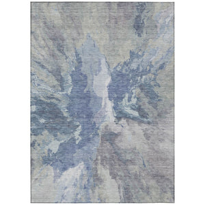 HomeRoots 5' Denim Blue & Linen Abstract Area Rug - Stylish, Durable, Machine Washable for Indoor/Outdoor Use 10' X 14' 615601