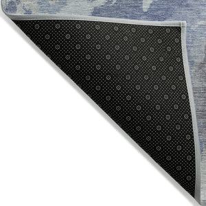 HomeRoots 5' Denim Blue & Linen Abstract Area Rug - Stylish, Durable, Machine Washable for Indoor/Outdoor Use 10' X 14' 615601
