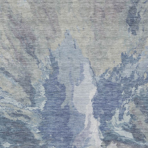 HomeRoots 5' Denim Blue & Linen Abstract Area Rug - Stylish, Durable, Machine Washable for Indoor/Outdoor Use 10' X 14' 615601