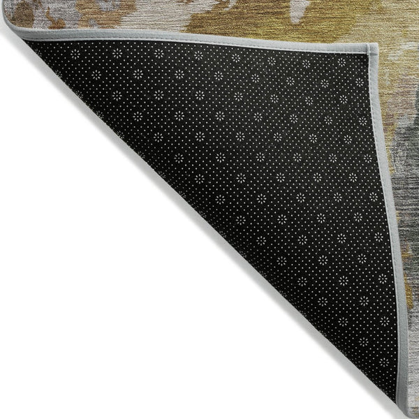HomeRoots 5' Gold and Gray Abstract Indoor Outdoor Area Rug for Modern Style and Easy Care in Any Space 5' X 8' 615609