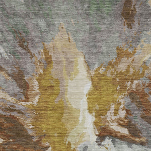 HomeRoots 5' Gold and Gray Abstract Indoor Outdoor Area Rug for Modern Style and Easy Care in Any Space 5' X 8' 615609