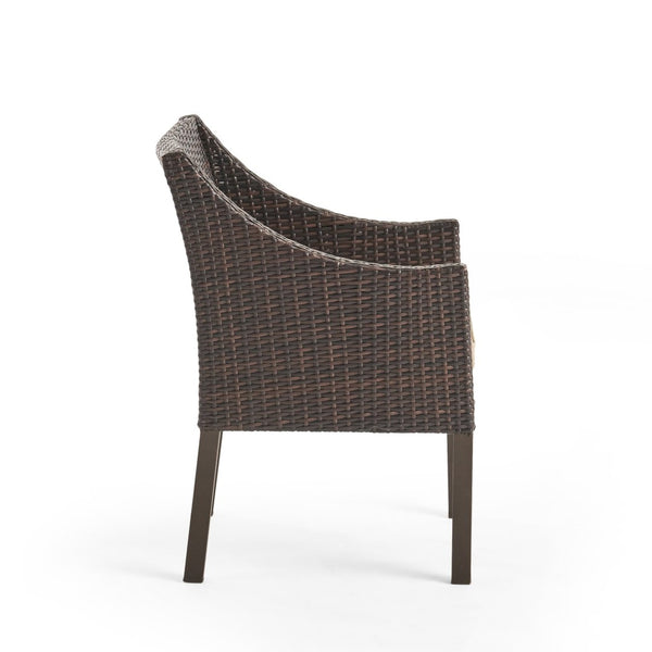 English Elm Antibes Outdoor Resin Wicker Dining Chairs Modern Patio Set of Two with Cushions 61561.00MBRN
