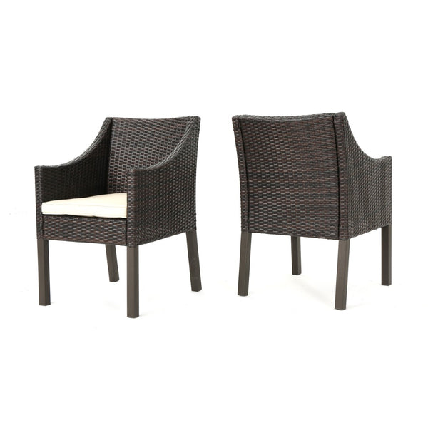 English Elm Antibes Outdoor Resin Wicker Dining Chairs Modern Patio Set of Two with Cushions 61561.00MBRN