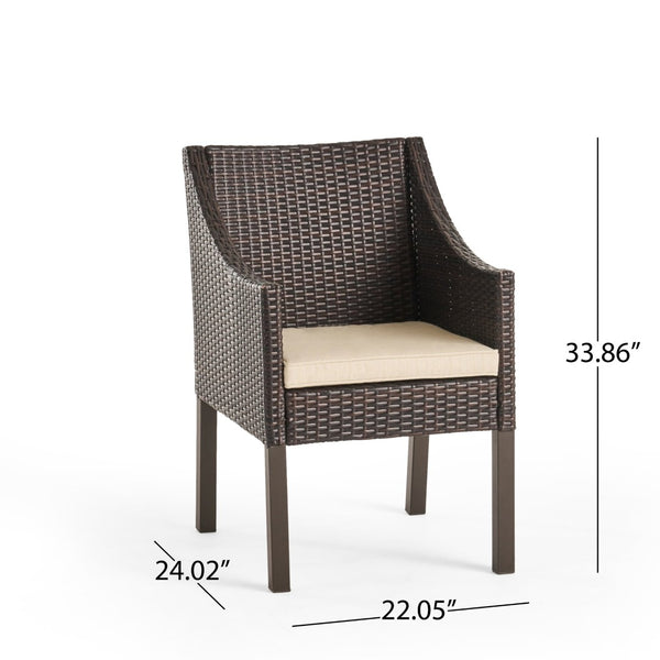 English Elm Antibes Outdoor Resin Wicker Dining Chairs Modern Patio Set of Two with Cushions 61561.00MBRN