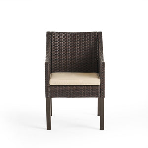 English Elm Antibes Outdoor Resin Wicker Dining Chairs Modern Patio Set of Two with Cushions 61561.00MBRN