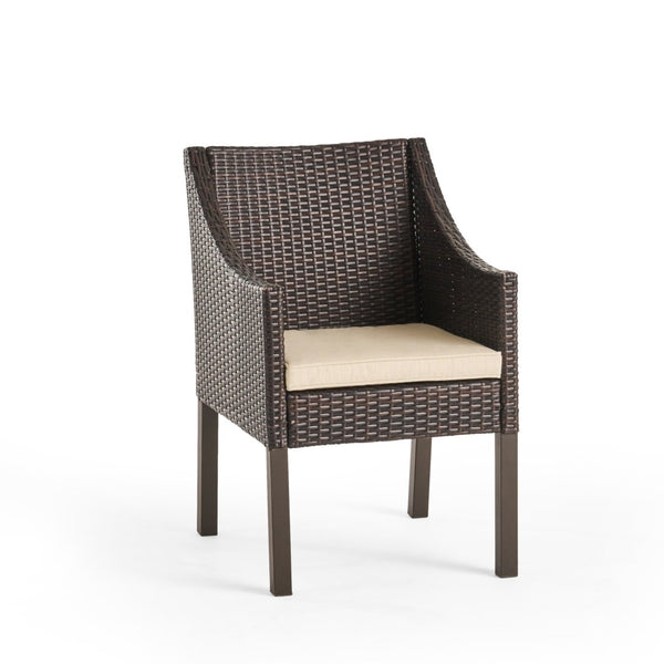English Elm Antibes Outdoor Resin Wicker Dining Chairs Modern Patio Set of Two with Cushions 61561.00MBRN