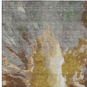 HomeRoots 5' Gold and Gray Abstract Indoor Outdoor Area Rug for Modern Style and Easy Care in Any Space 8' X 10' 615611
