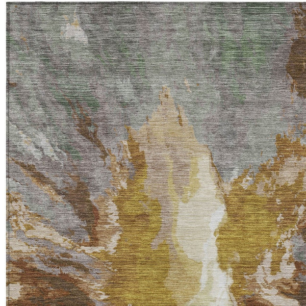 HomeRoots 5' Gold and Gray Abstract Indoor Outdoor Area Rug for Modern Style and Easy Care in Any Space 8' X 10' 615611