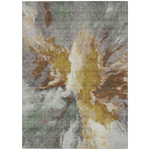 HomeRoots 5' Gold and Gray Abstract Indoor Outdoor Area Rug for Modern Style and Easy Care in Any Space 9' X 12' 615612