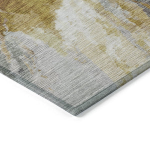 HomeRoots 5' Gold and Gray Abstract Indoor Outdoor Area Rug for Modern Style and Easy Care in Any Space 9' X 12' 615612