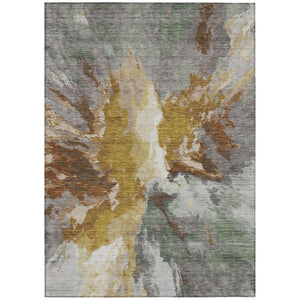 HomeRoots 5' Gold and Gray Abstract Indoor Outdoor Area Rug for Modern Style and Easy Care in Any Space 10' X 14' 615613