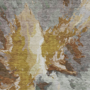 HomeRoots 5' Gold and Gray Abstract Indoor Outdoor Area Rug for Modern Style and Easy Care in Any Space 10' X 14' 615613