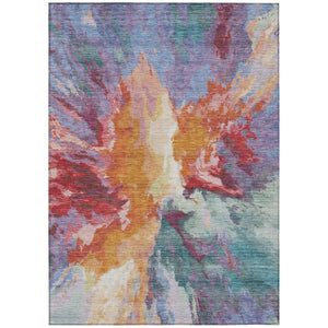 HomeRoots 5' Vibrant Abstract Washable Area Rug in Orange Red and Teal Blue for Indoor & Outdoor Spaces 8' X 10' 615617