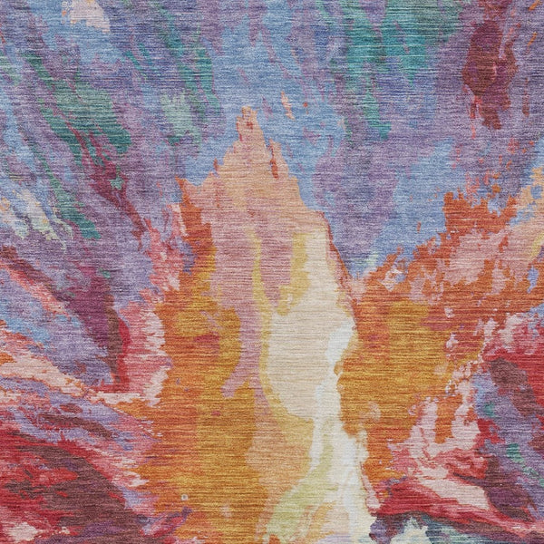 HomeRoots 5' Vibrant Abstract Washable Area Rug in Orange Red and Teal Blue for Indoor & Outdoor Spaces 8' X 10' 615617