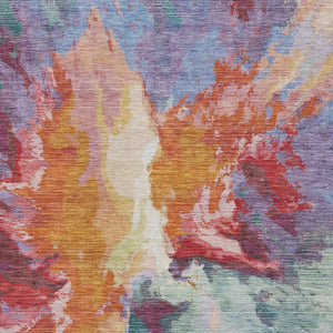 HomeRoots 5' Vibrant Abstract Washable Area Rug in Orange Red and Teal Blue for Indoor & Outdoor Spaces 9' X 12' 615618