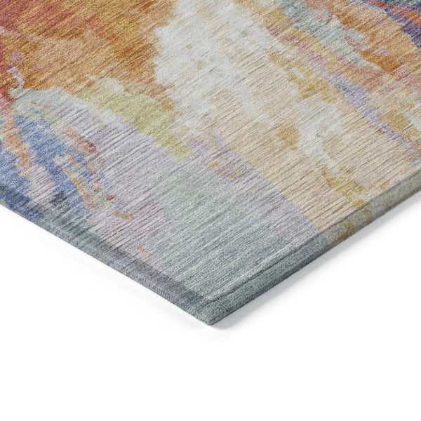 HomeRoots 5' Vibrant Abstract Washable Area Rug in Orange Red and Teal Blue for Indoor & Outdoor Spaces 10' X 14' 615619