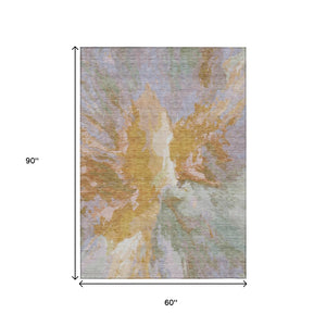 HomeRoots 5' Rust and Lavender Abstract Area Rug - Stylish, Durable, Washable Design for Indoor and Outdoor Use 5' X 8' 615621