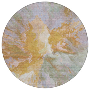 HomeRoots 5' Rust and Lavender Abstract Area Rug - Stylish, Durable, Washable Design for Indoor and Outdoor Use 8' Round 615622