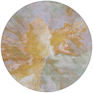 HomeRoots 5' Rust and Lavender Abstract Area Rug - Stylish, Durable, Washable Design for Indoor and Outdoor Use 8' Round 615622