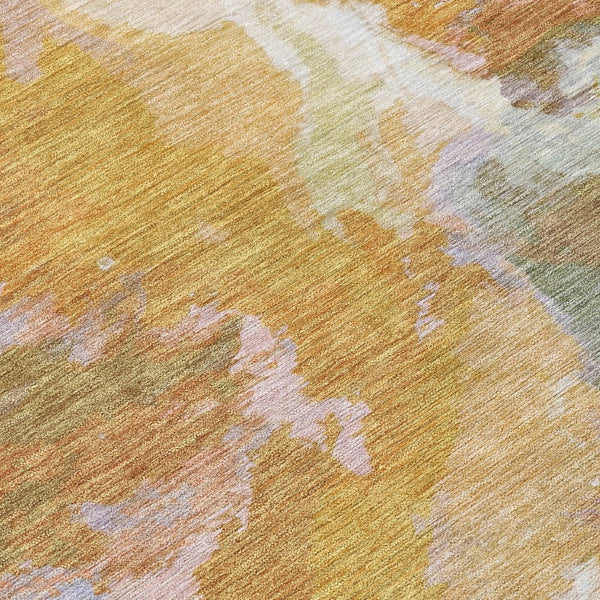 HomeRoots 5' Rust and Lavender Abstract Area Rug - Stylish, Durable, Washable Design for Indoor and Outdoor Use 8' Round 615622