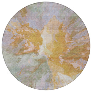 HomeRoots 5' Rust and Lavender Abstract Area Rug - Stylish, Durable, Washable Design for Indoor and Outdoor Use 8' Round 615622