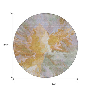 HomeRoots 5' Rust and Lavender Abstract Area Rug - Stylish, Durable, Washable Design for Indoor and Outdoor Use 8' Round 615622